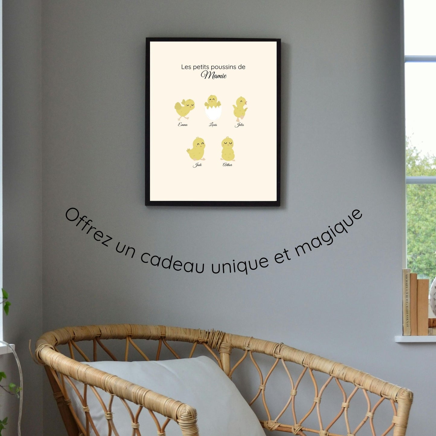 Affiche personnalisée les petits poussins de mamie