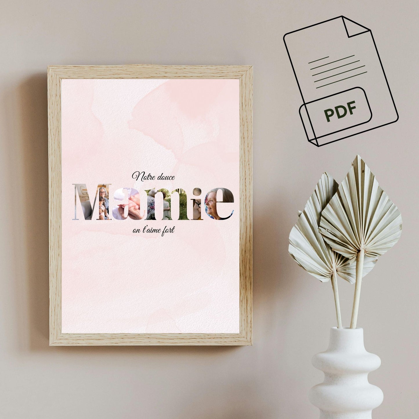 Affiche PDF à télécharger, personnalisée pèle-mêle MAMIE