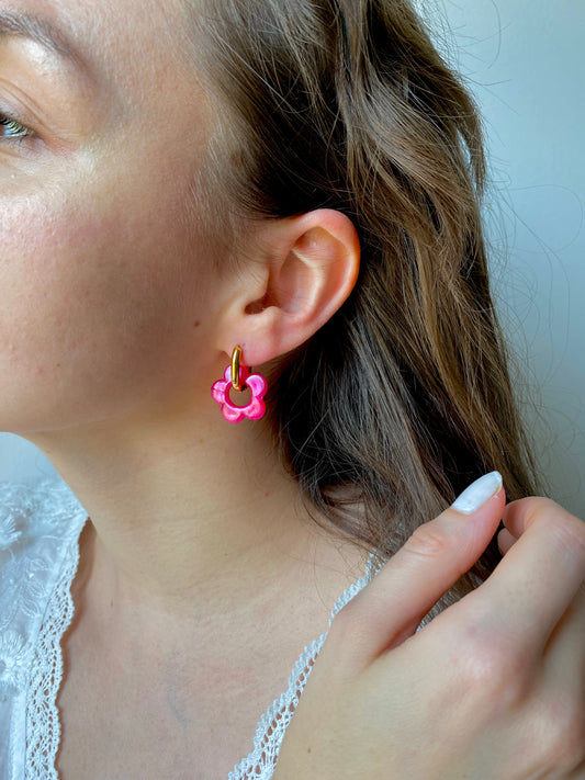 Boucles d'oreilles Maia Flouri rose fuchsia