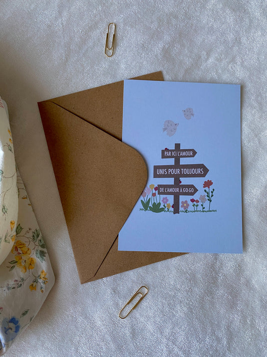 Carte mariage panneau d'amour