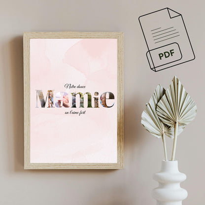 Affiche PDF à télécharger, personnalisée pèle-mêle MAMIE