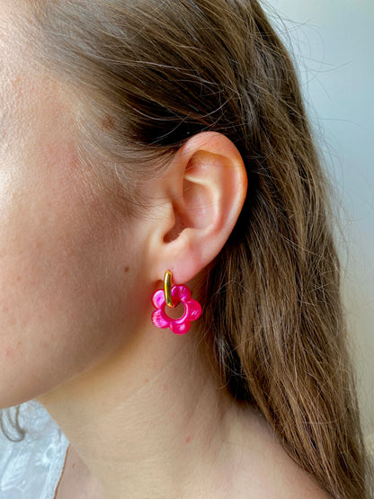 Boucles d'oreilles Maia Flouri rose fuchsia