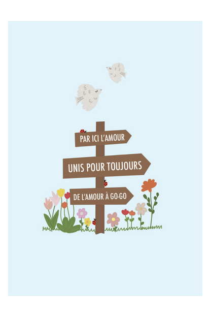 Carte mariage panneau d'amour