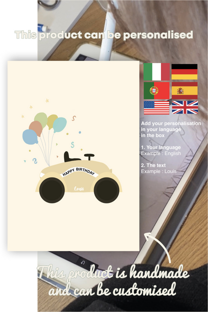 Carte d'anniversaire voiture