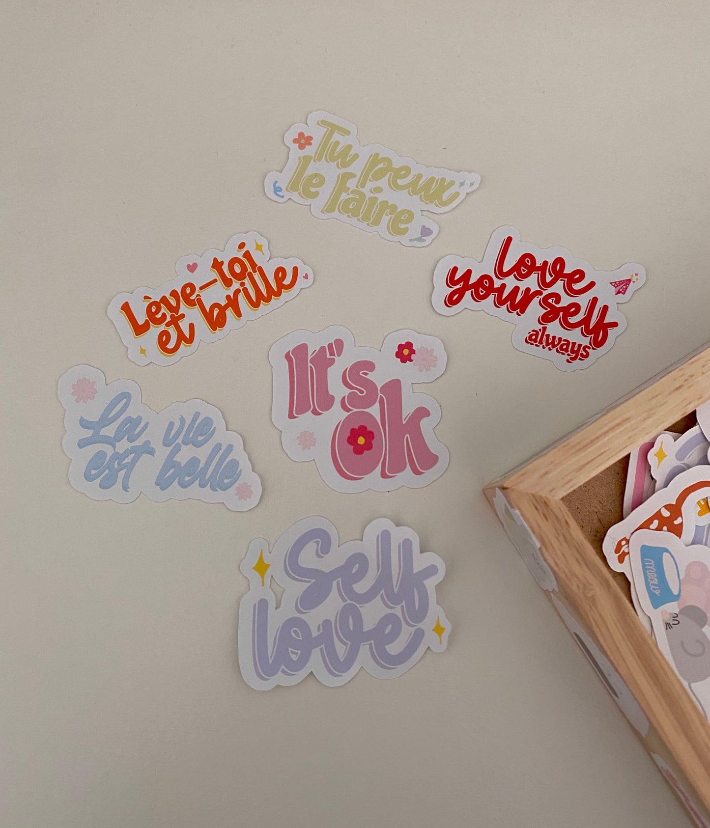 Set de 6 stickers phrases positives