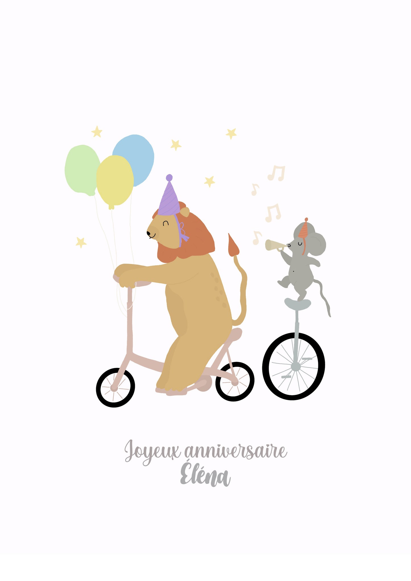 Carte d'anniversaire lion et souris